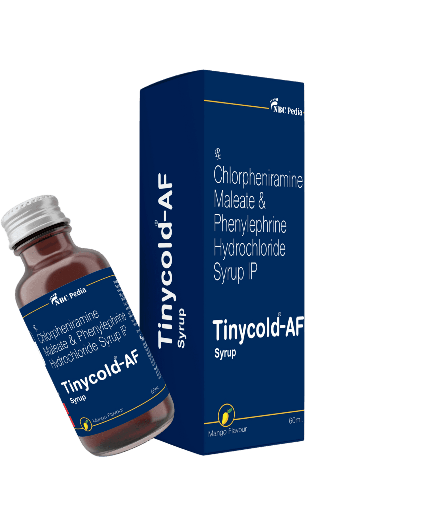 Tinycold-AF Syrup bottle and carton