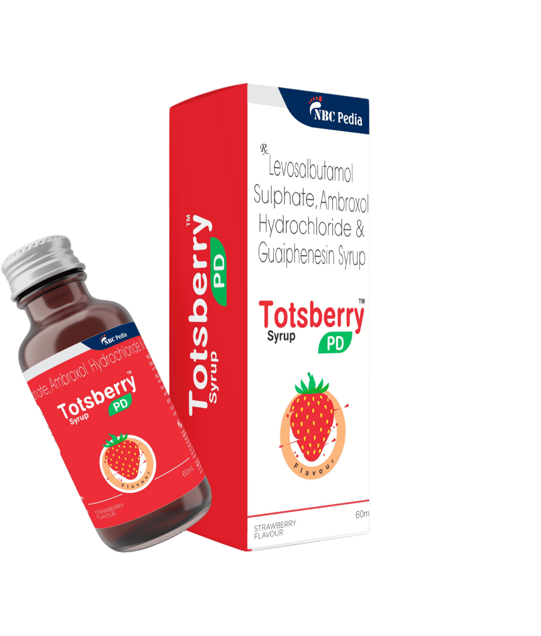 Totsberry PD Syrup bottle and carton