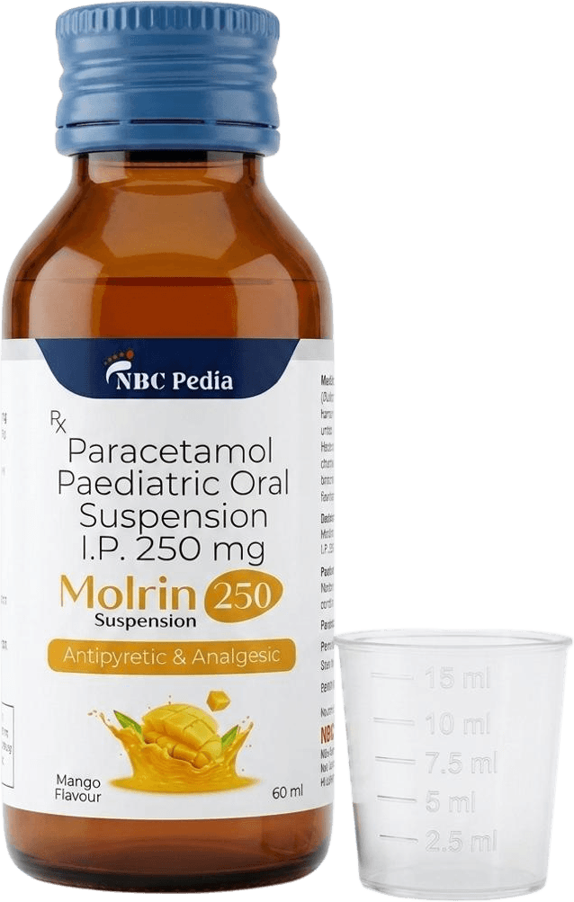 Molrin 250 Suspension bottle with measuring cup
